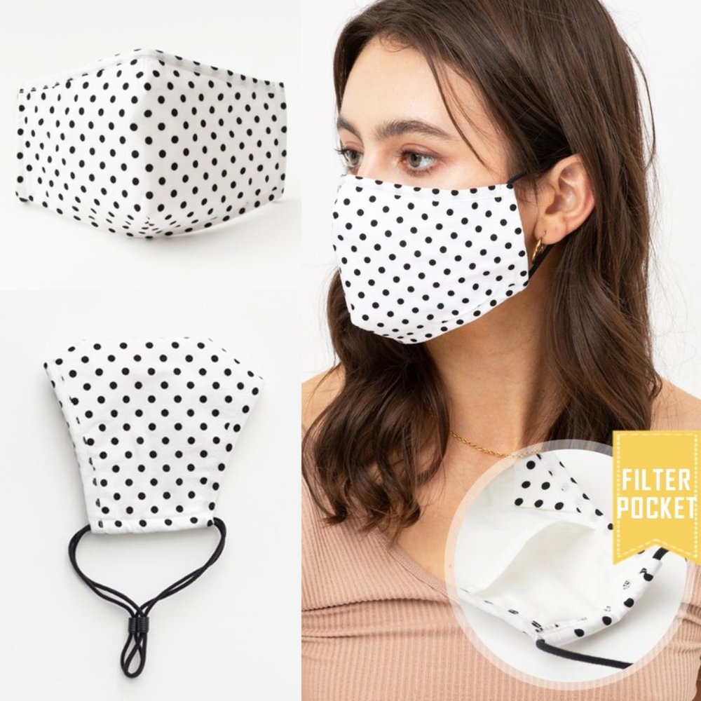 Polka Dot Reusable 3 Layer Filter Pocket Face Mask